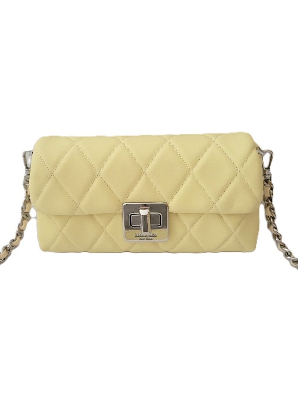 Kate Spade KN710 Carey Smooth Quilted Leather Mini Crossbody Chain Lemon Fond